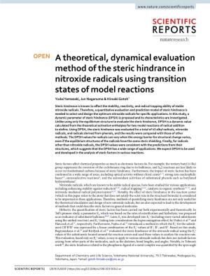 A Theoretical, Dynamical Evaluation Method of the Steric Hindrance In