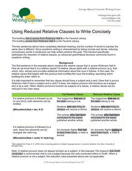 Using Reduced Relative Clauses to Write Concisely