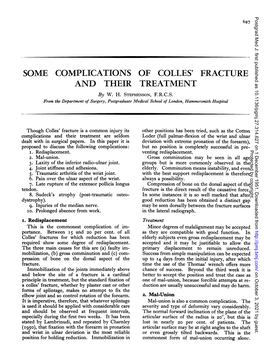 SOME COMPLICATIONS of COLLES' FRACTURE and THEIR TREATMENT by W