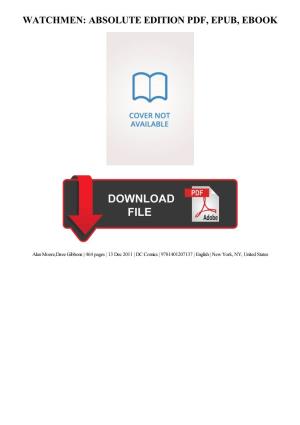 PDF Download Watchmen: Absolute Edition Ebook, Epub