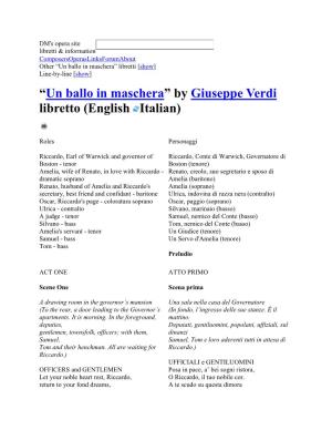 “Un Ballo in Maschera” by Giuseppe Verdi Libretto (English Italian)