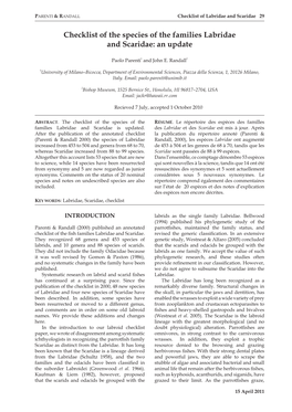 Checklist of the Species of the Families Labridae and Scaridae: an Update