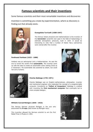 Famous Scientists and Their Inventions