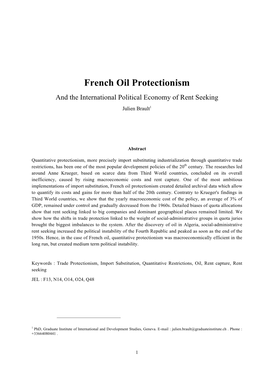 French Oil Protectionism and the International Political Economy of Rent Seeking