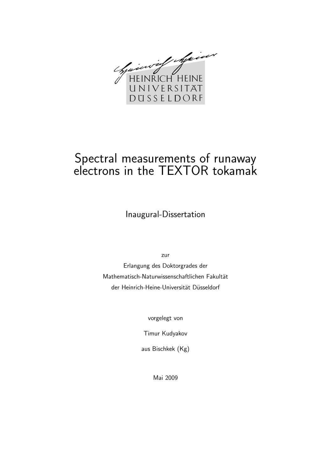 Spectral Measurements of Runaway Electrons in the TEXTOR Tokamak