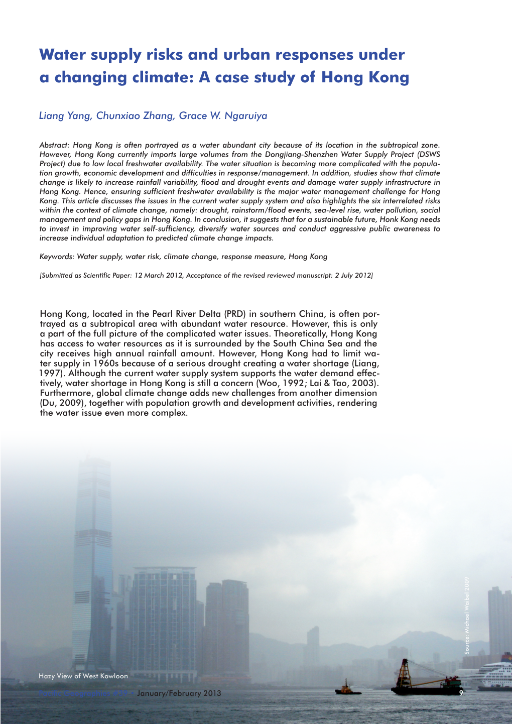 Water Supply Risks and Urban Responses Under a Changing Climate: a Case Study of Hong Kong