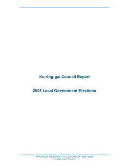 Ku-Ring-Gai Council Report 2008 Local Government Elections