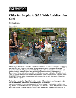 A Q&A with Architect Jan Gehl