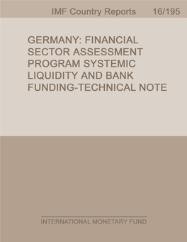 Germany Financial Sector Assessment Program Systemic Liquidity and Bank Funding