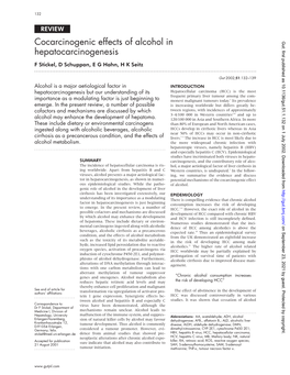 Cocarcinogenic Effects of Alcohol in Hepatocarcinogenesis