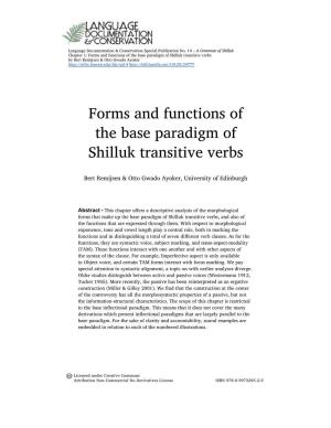 Forms and Functions of the Base Paradigm of Shilluk Transitive Verbs