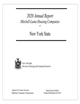 2020 Mitchell-Lama Report to the NYS Legislature