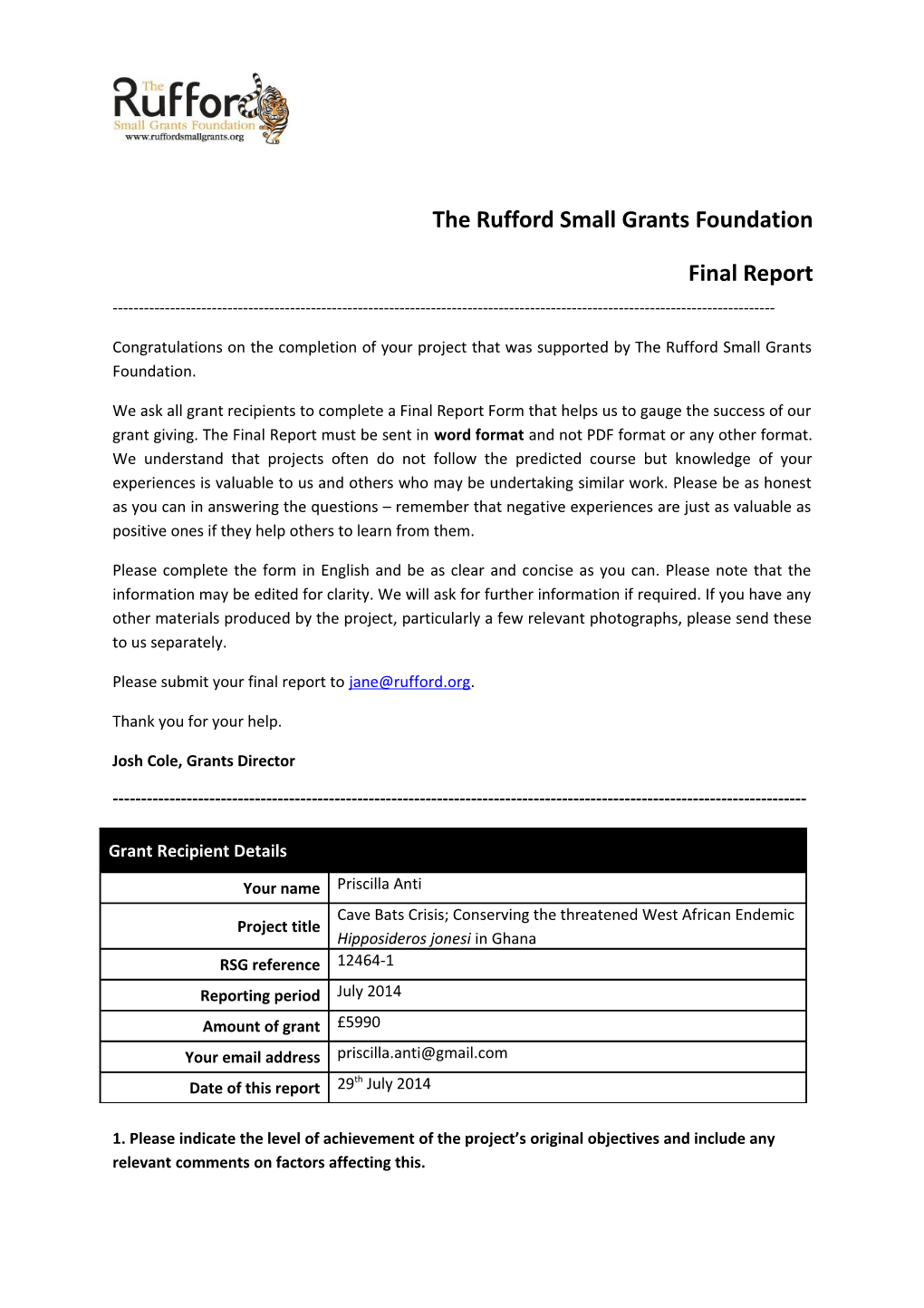 The Rufford Small Grants Foundation s7