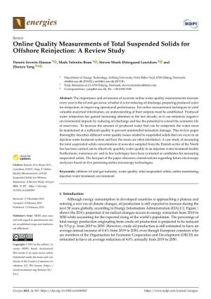 Online Quality Measurements of Total Suspended Solids for Offshore Reinjection: a Review Study