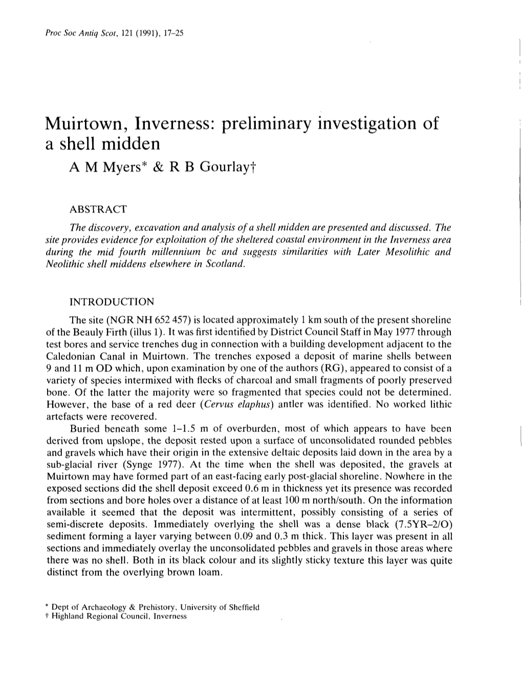 Muirtown, Inverness: Preliminary Investigation of a Shell Midden 25