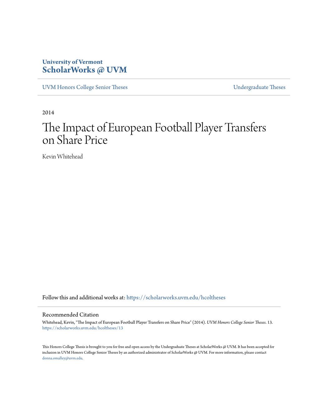 The Impact of European Football Player Transfers on Share Price