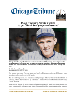 Buck Weaver's Family Pushes to Get 'Black Sox' Player Reinstated