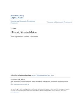 Historic Sites in Maine Maine Department of Economic Development