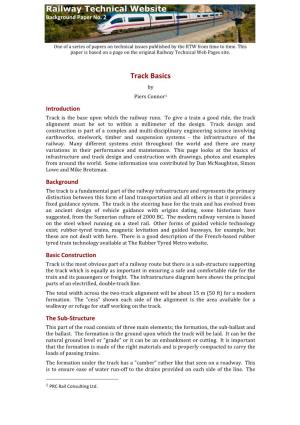 Track Basics by Piers Connor1 Introduction Track Is the Base Upon Which the Railway Runs