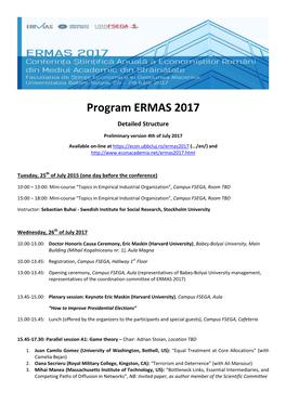 Program ERMAS 2017 Detailed Structure