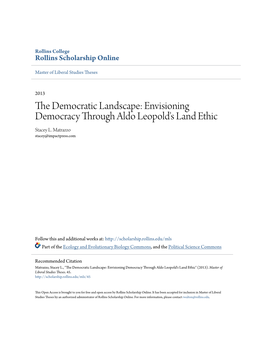 Envisioning Democracy Through Aldo Leopold's Land Ethic Stacey L