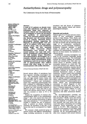Antiarrhythmic Drugs and Polyneuropathy J Neurol Neurosurg Psychiatry: First Published As 10.1136/Jnnp.57.3.340 on 1 March 1994