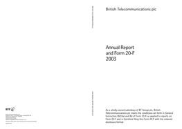 British Telecommunications Plc Annual Report and Form 20-F 2003 1 Business Review