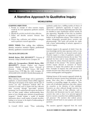 A Narrative Approach to Qualitative Inquiry