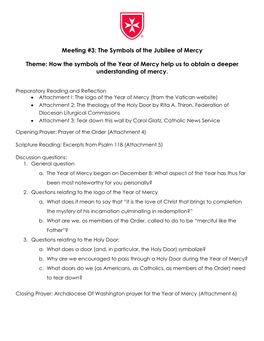 Meeting #3: the Symbols of the Jubilee of Mercy