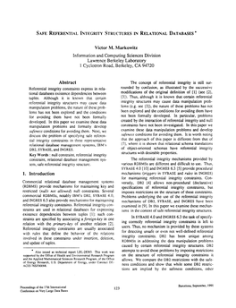 Safe Referential Integrity Structures in Relational Databases