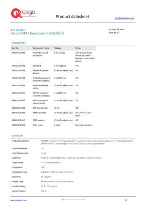 Human NT4 / Neurotrophin 5 ELISA Kit (ARG81416)