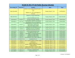 MARCH 2021 PTAB Public Hearing Schedule