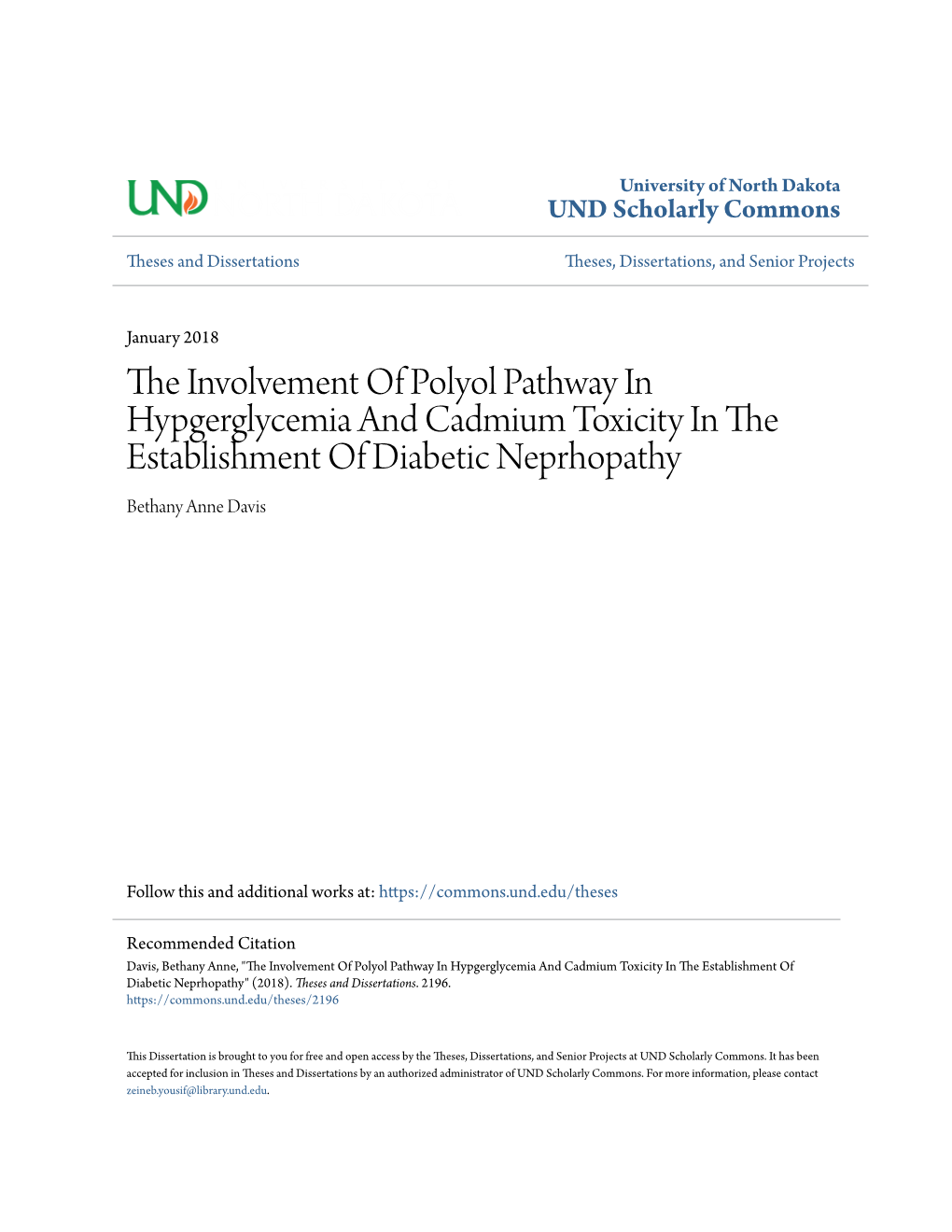 The Involvement of Polyol Pathway in Hypgerglycemia and Cadmium Toxicity in the Establishment of Diabetic Neprhopathy