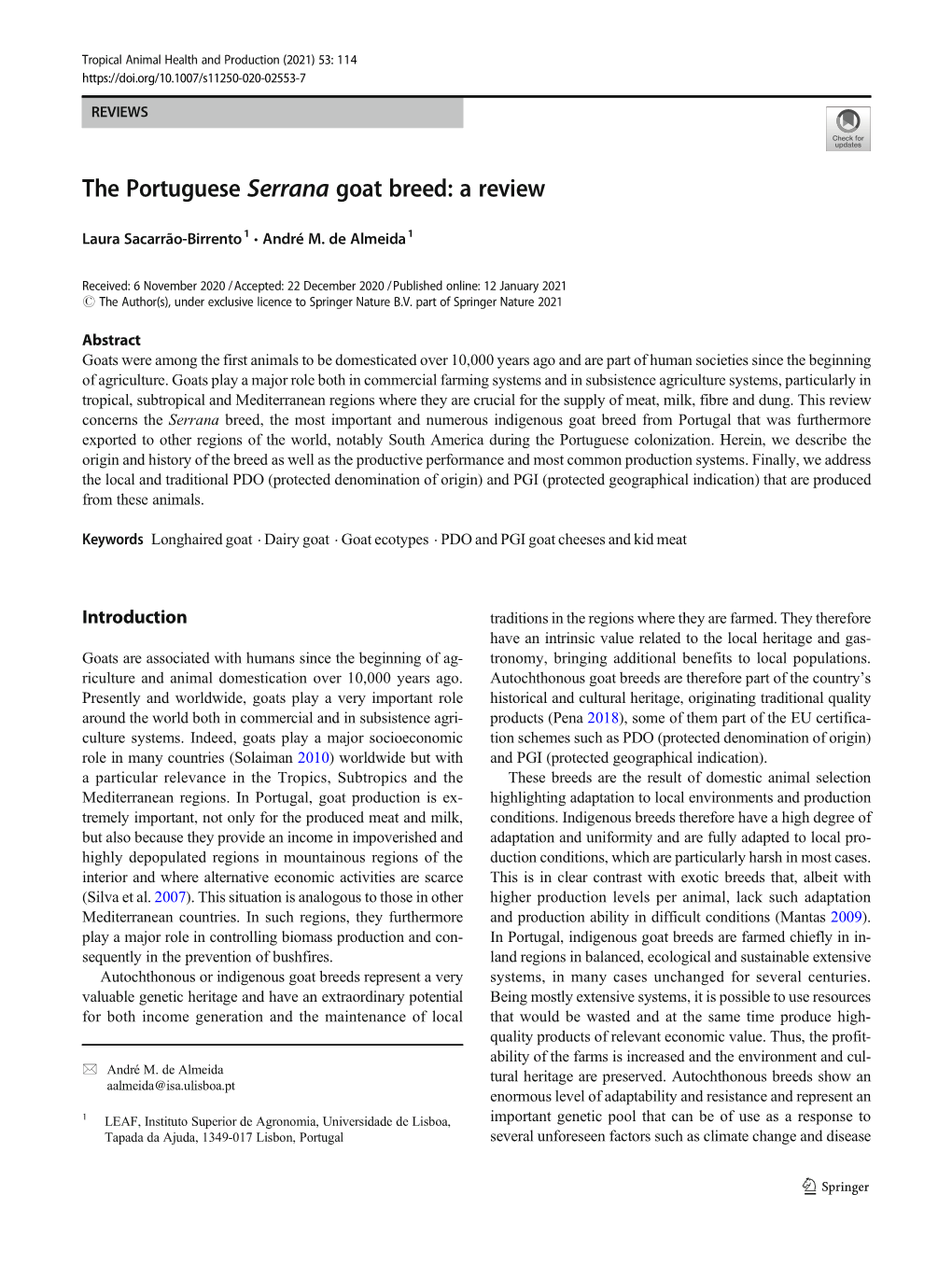 The Portuguese Serrana Goat Breed: a Review