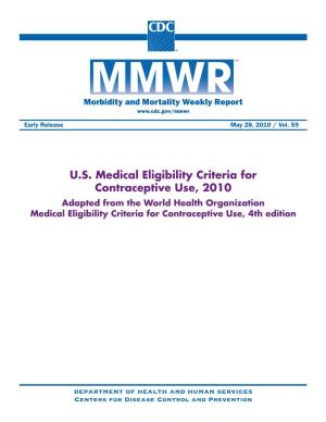 U.S. Medical Eligibility Criteria for Contraceptive Use, 2010