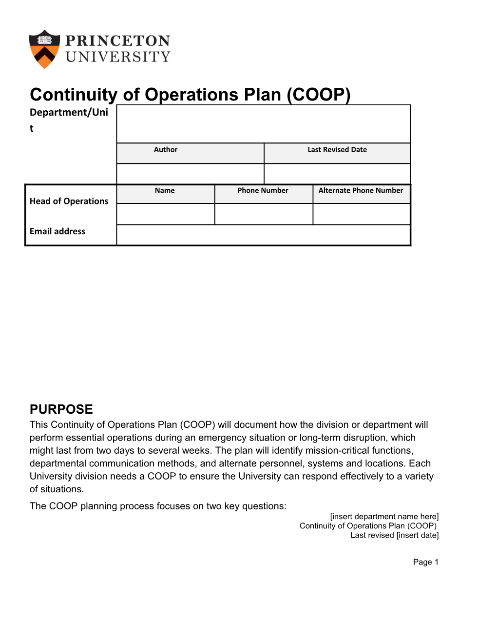 The COOP Planning Process Focuses on Two Key Questions