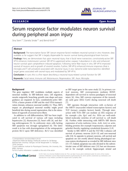Serum Response Factor Modulates Neuron Survival During Peripheral Axon Injury Sina Stern1,3, Daniela Sinske1,2 and Bernd Knöll1,2*