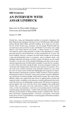 An Interview with Assar Lindbeck