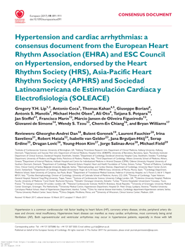 Hypertension and Cardiac Arrhythmias: a Consensus Document from The