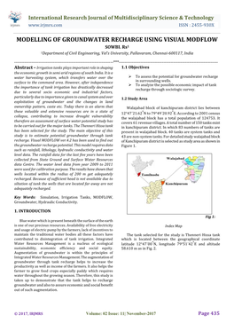 Modelling of Groundwater Recharge Using Visual Modflow Sowbi