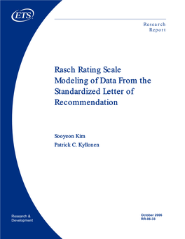 Rasch Rating Scale Modeling of Data from the Standardized Letter of Recommendation