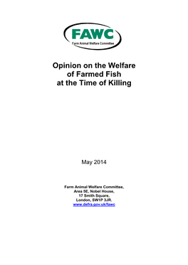 Opinion on the Welfare of Farmed Fish at the Time of Killing
