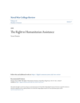 The Right to Humanitarian Assistance Yoram Dinstein