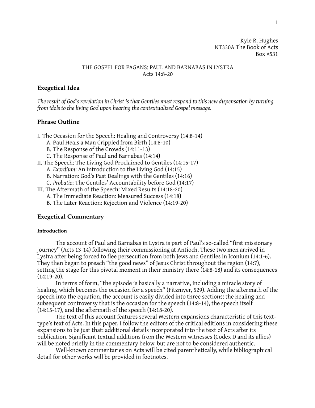 Acts 14.8-20 Exegetical