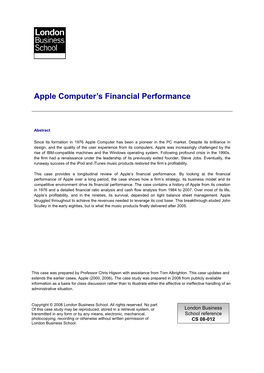 Apple Computer's Financial Performance