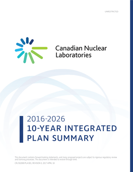 2016-2026 10-Year Integrated Plan Summary