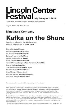Ninagawa Company Kafka on the Shore Based on the Book by Haruki Murakami Adapted for the Stage by Frank Galati