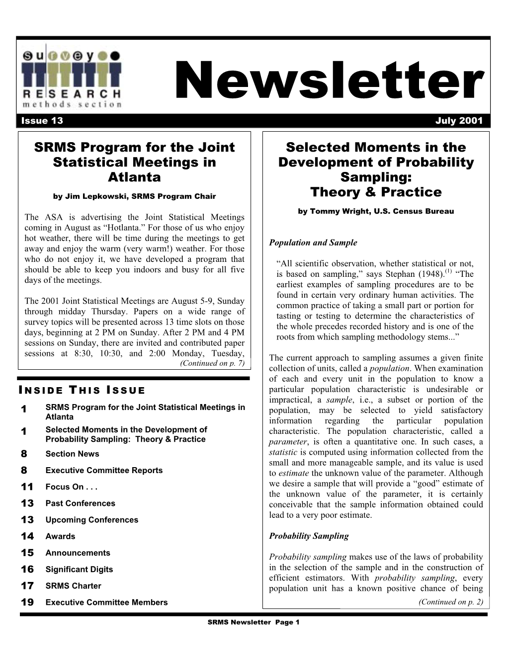 Newsletter Issue 13 July 2001