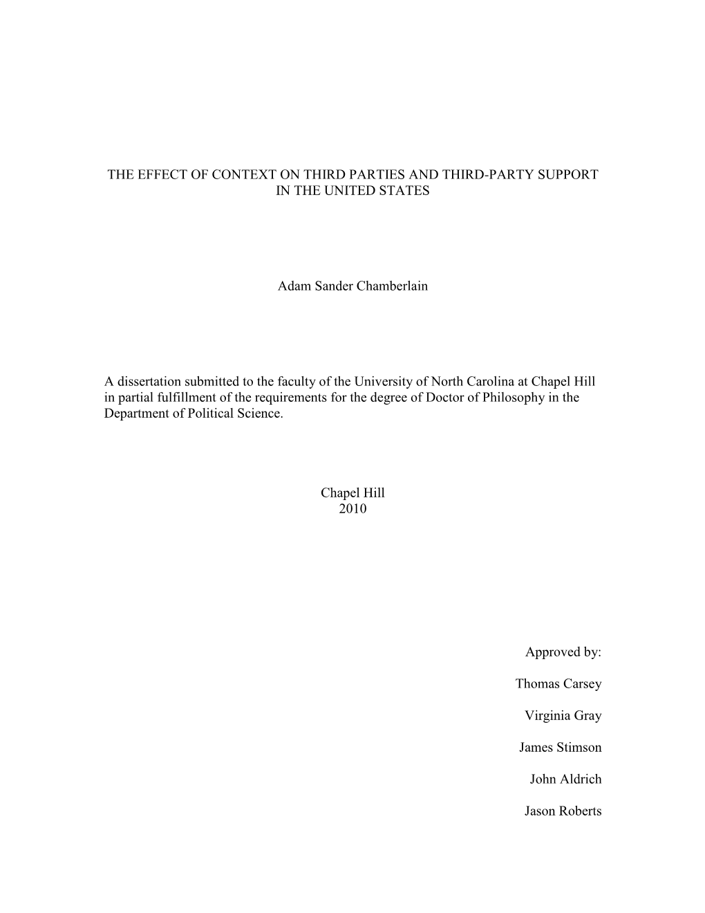 The Effect of Context on Third Parties and Third-Party Support in the United States