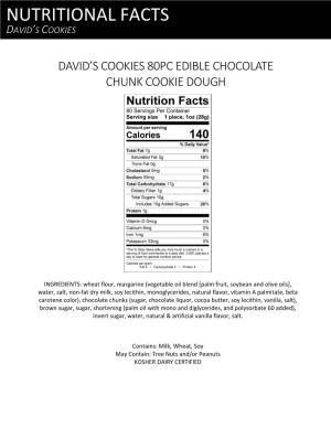 Nutritional Facts David’S Cookies